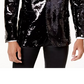 INC International Concepts Men's Slim Fit Reversible Sequined Blazer  Black Size XLT
