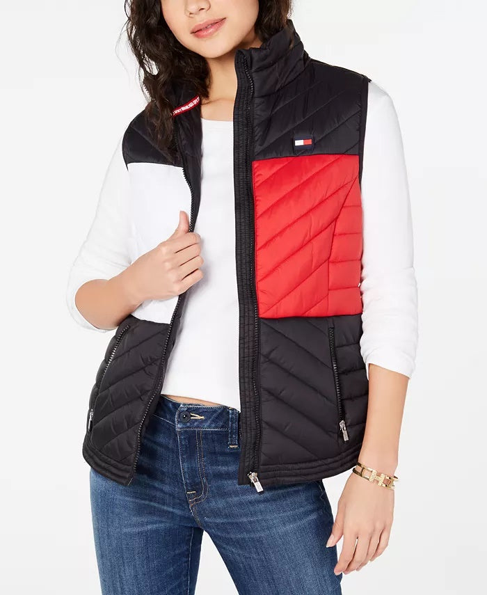 Tommy Hilfiger Women's Sport Quilted Vest Black Size X-Large