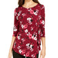 Alfani Women's Printed Side Tie Top Wine Size Petite L
