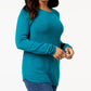 Karen Scott Women's Printed Key Hole Top Green Size Small