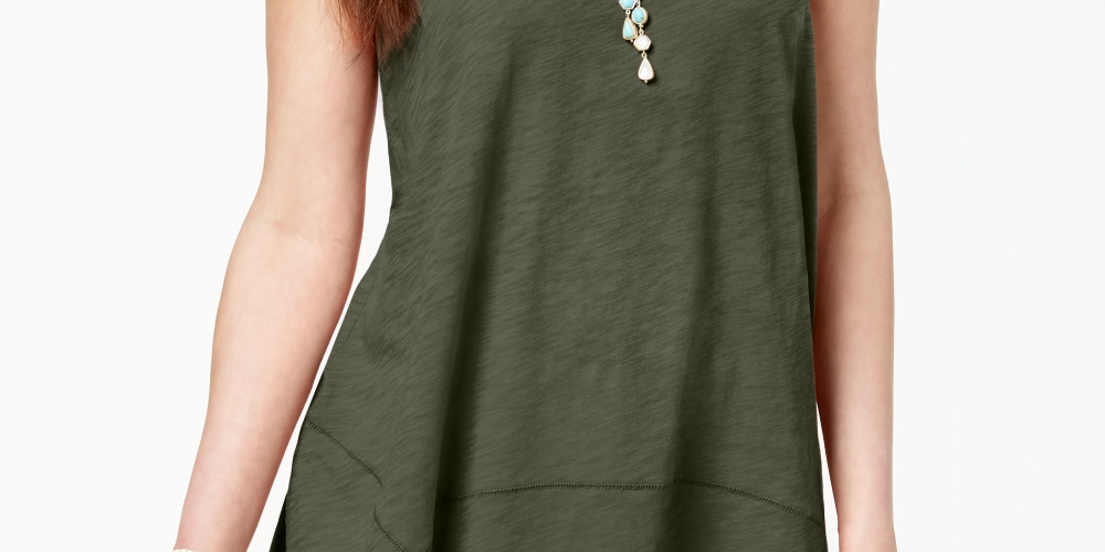 Style & Co Women's Swing Tank Top Green Size Petite S