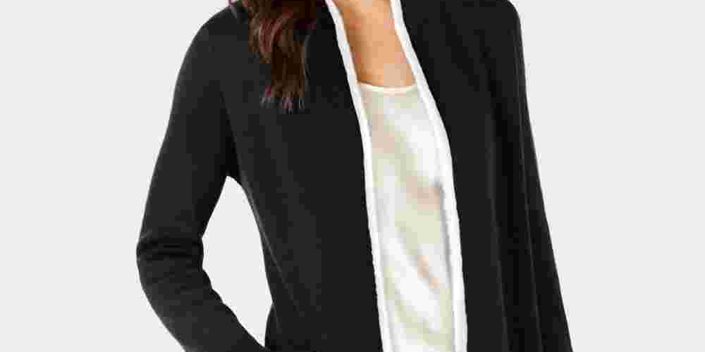 Alfani Women's Open Cardigan Sweater Black Size Petite Small