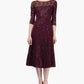 SL Fashions Women's 3/4 Sleeve Sequin Lace Dress Burgundy Size 14
