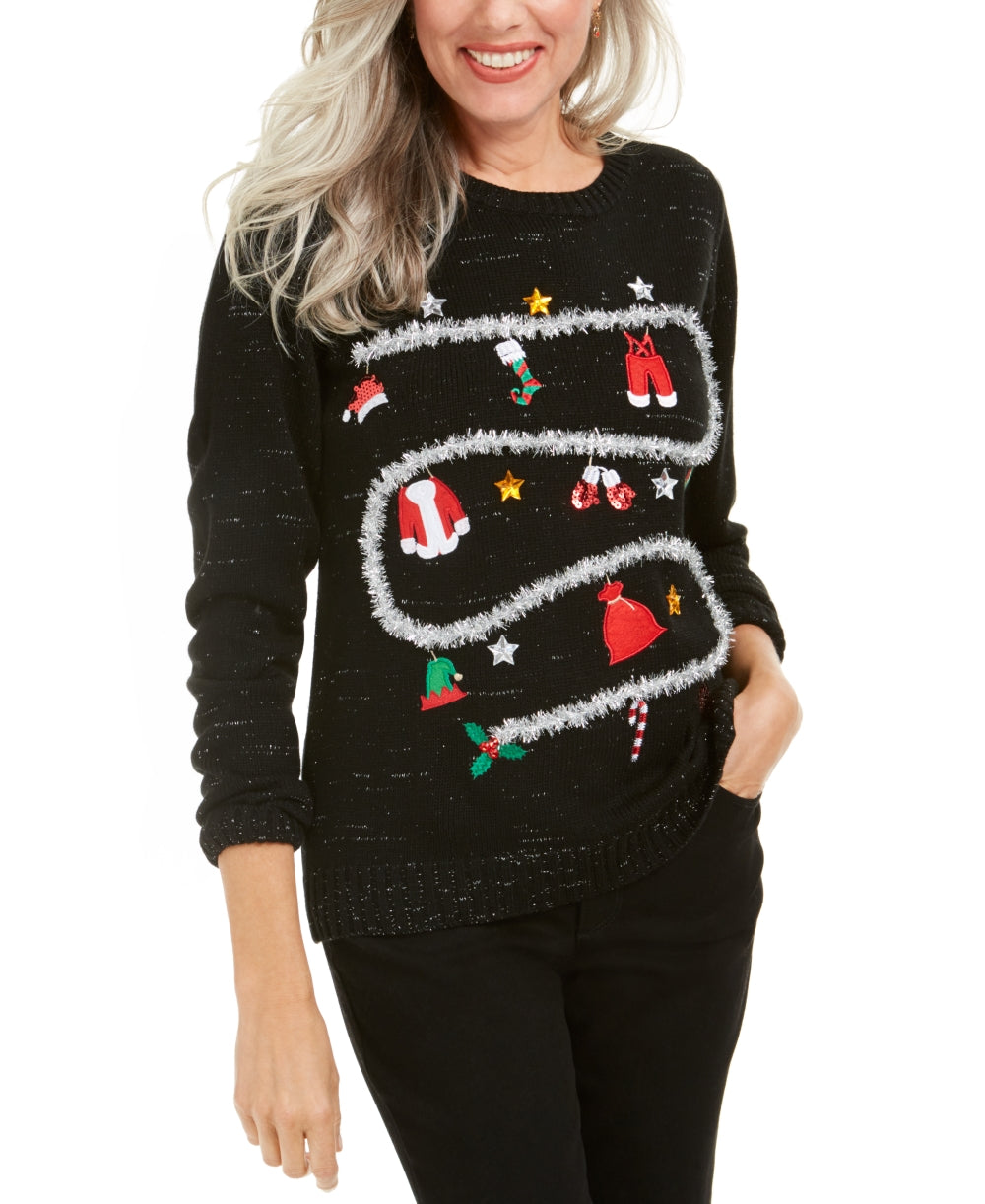 Karen Scott Women's Holiday Laundry Sweater Black Size Medium
