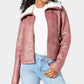 Coffee Shop Women's Faux Fur Collar Faux Leather Jacket Pink Size X-Small