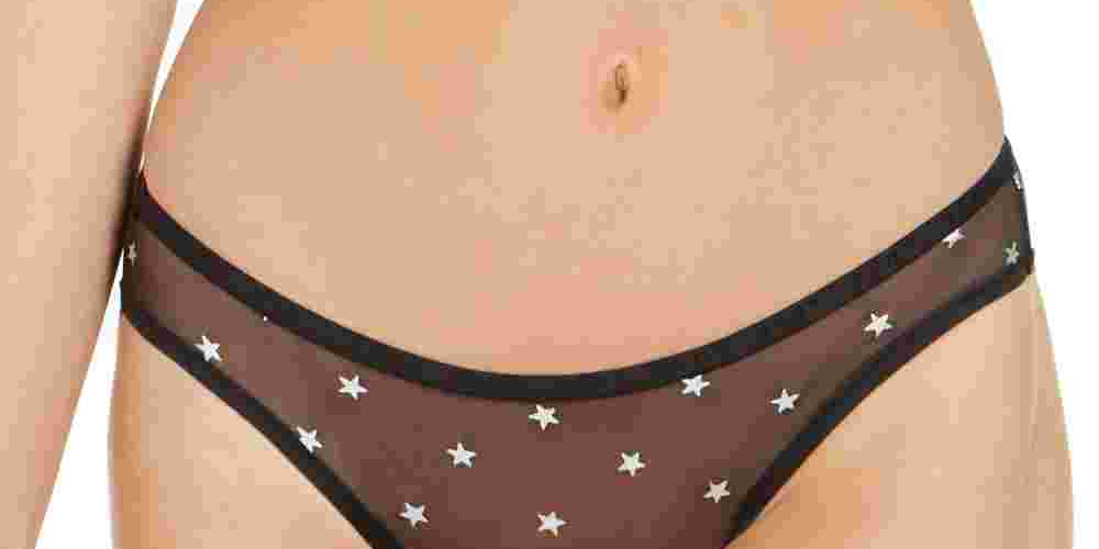 DKNY Women's Logo Mesh Bikini Black  Size Small