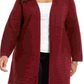 Alfani Women's Plus Metallic Striped Cardigan Red Size 2X