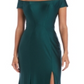 Nightway Women's Sateen Off the Shoulder Gown Green Size 10