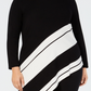 Alfani Women's Plus Asymmetrical Hem Striped Sweater Black Size 4X