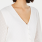 Q & A Women's Smocked Tie Front Blouse White Size Large