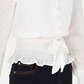 Q & A Women's Smocked Tie Front Blouse White Size Large