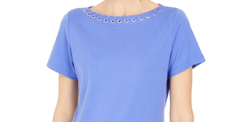 Karen Scott Women's Grommet Trim Top Purple Size Small