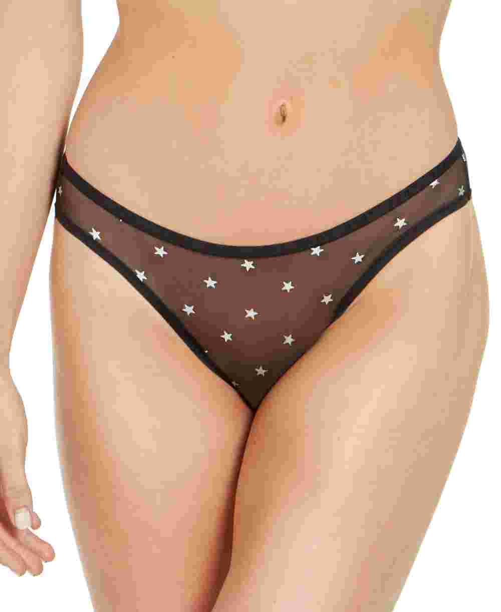 DKNY Women's Logo Mesh Bikini Black  Size Large