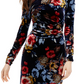Vince Camuto Women's Floral Long Sleeve Stretch Velvet Dress Blue Size 10
