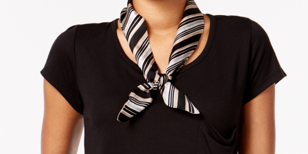 Vince Camuto Women's Pop Stripe Twilly Scarf Black One Size
