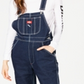 Dickies Girl Junior's Relaxed Leg Denim Overalls Blue Size Small