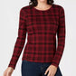 चार्टर क्लब महिला कॉटन प्लेड टॉप लाल XX-लार्ज
