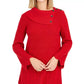 Style & Co Women's Solid Long Sleeve Crew Neck Blouse Evening Top Red Size PP