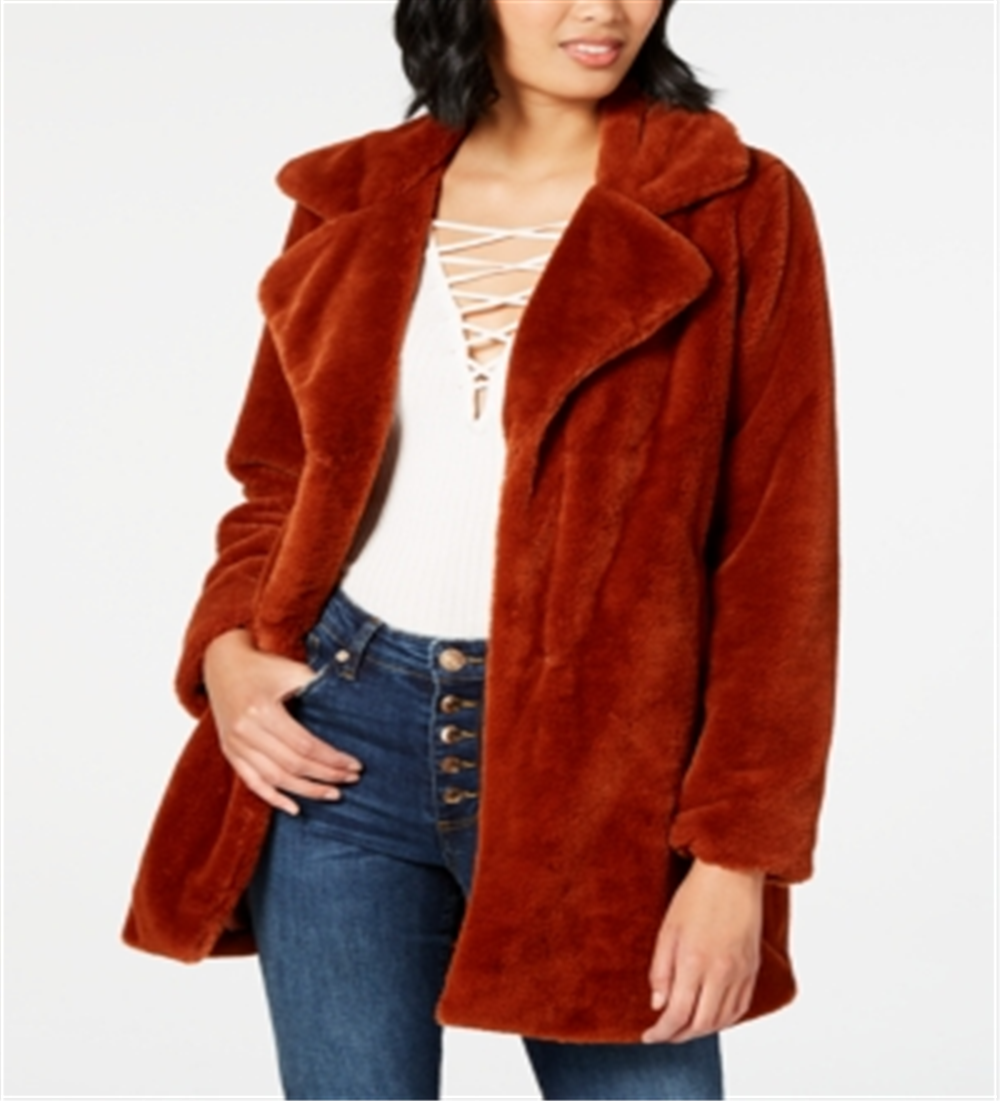 CoffeeShop Junior's Faux Fur Coat Orange Size Large