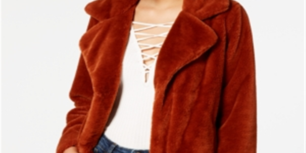 CoffeeShop Junior's Faux Fur Coat Orange Size Large