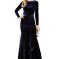 Vince Camuto Women's Draped & Ruched Velvet Gown Blue Size 4