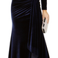Vince Camuto Women's Draped & Ruched Velvet Gown Blue Size 4