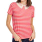 Maison Jules Women's Striped Lace Collar Top Orange Size X-Small