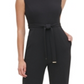 Tommy Hilfiger Women's Belted Zippered Sleeveless Mock Wide Leg Party Jumpsuit Black Size 10