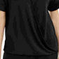 Alfani Women's Cuffed Sleeve Short Sleeve Collared Top Black Size Petite Small