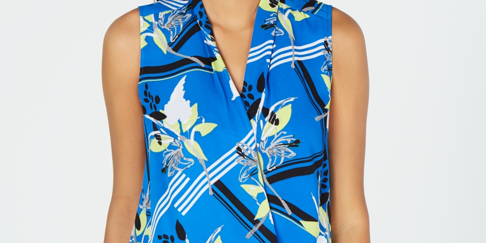 Alfani Women's Ombre Surplice Top Blue Size Petite Medium