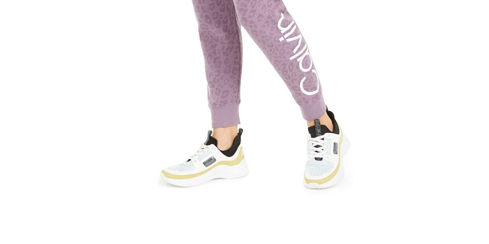 Calvin Klein Women's Performance Animal Print Logo Joggers Purple Size Medium