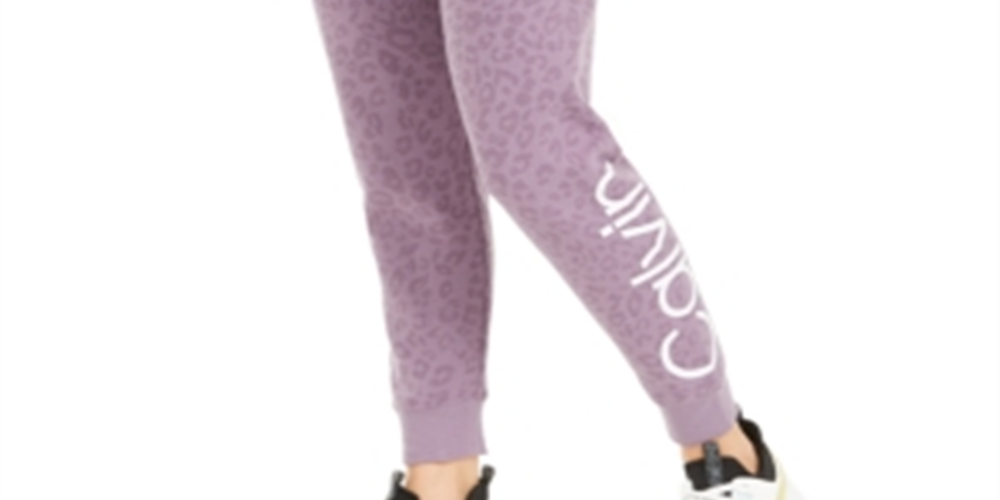Calvin Klein Women's Performance Animal Print Logo Joggers Purple Size Medium