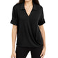 Alfani Women's Collared Knit Top Black Size Petite XL