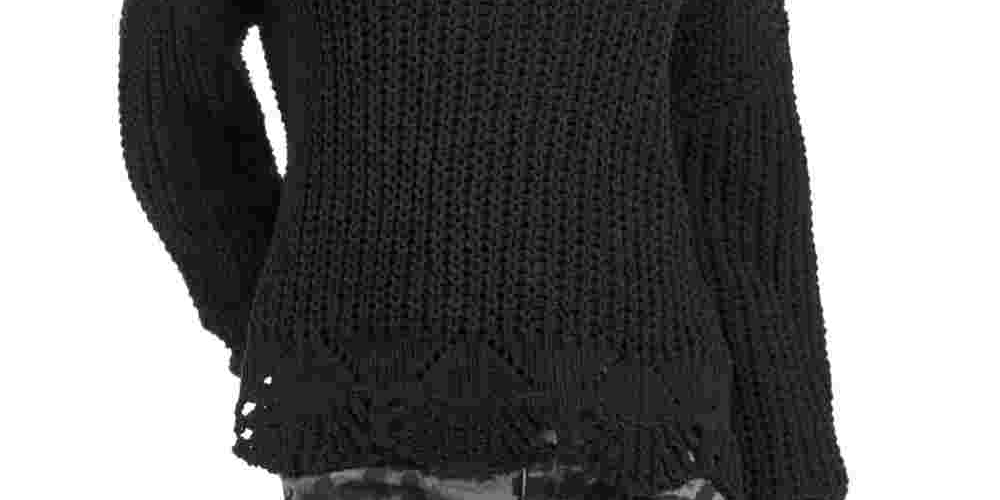 Wynter Women's Long Sleeve Jewel Neck Sweater Black Size Large