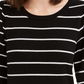 Maison Jules Women's Striped Puff Sleeve Sweater Black Size X-Large