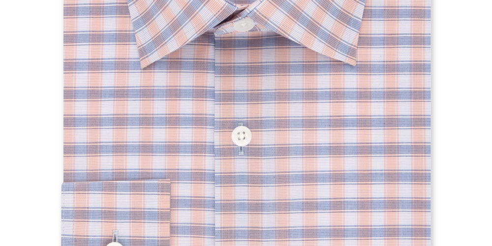 Michael Kors Men's Checkered Print Long Sleeve Button Down Shirt Pink/Purple Size 17/32-33