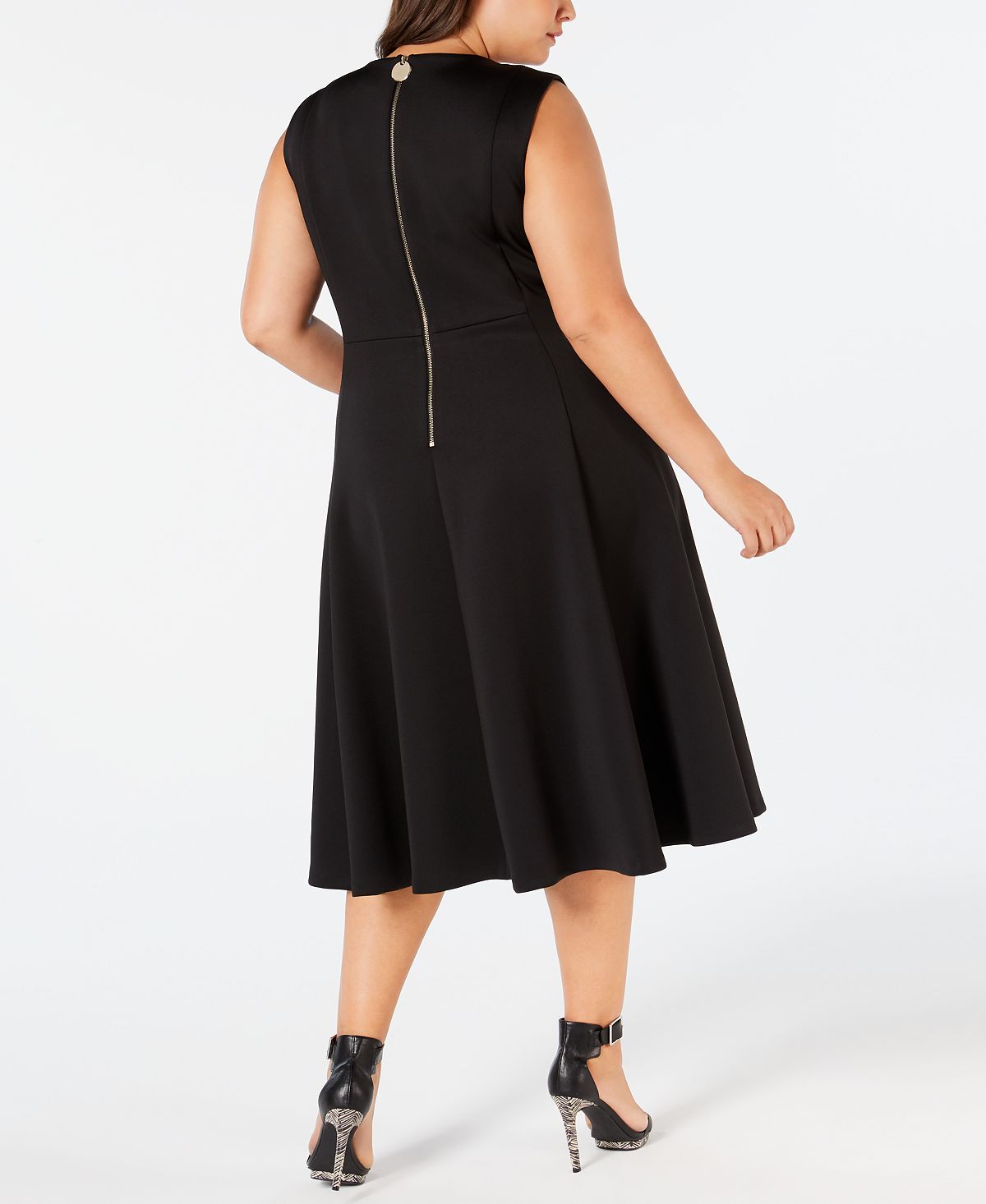 Calvin Klein Women's Plus MIDI Fit & Flare Dress Black Size 16W