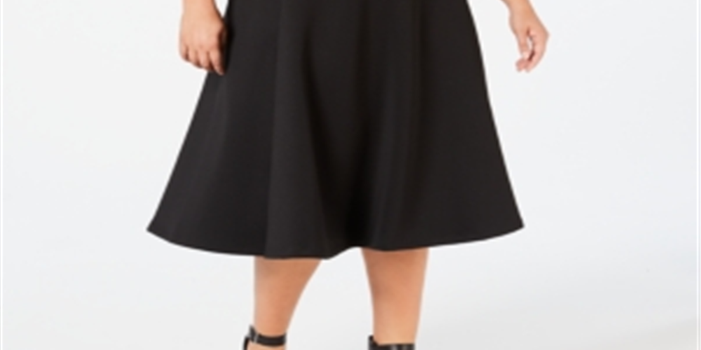 Calvin Klein Women's Plus MIDI Fit & Flare Dress Black Size 16W