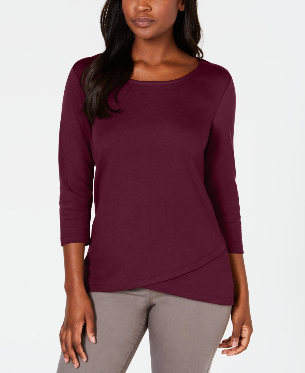 Karen Scott Women's Tulip Hem Top Red Size Medium
