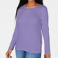 Karen Scott Women's Satin Trim Scoop Neck Top Purple Size Medium