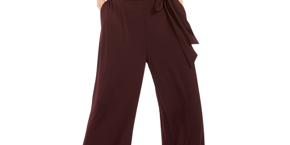 Alfani Women's Ruffled Jumpsuit Red Size Petite XL