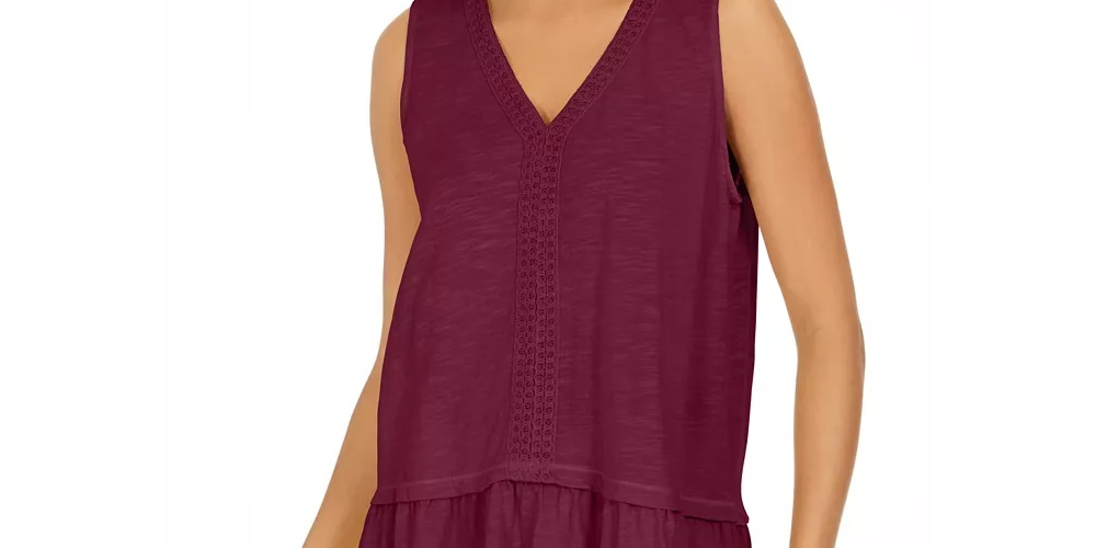 Style & Co Women's Ruffle Hem Tank Purple Size Medium