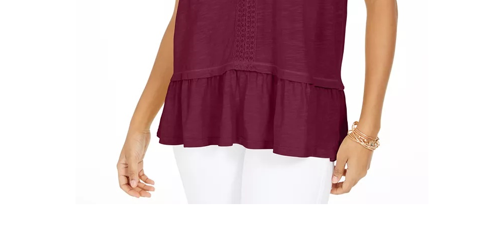 Style & Co Women's Ruffle Hem Tank Purple Size Medium