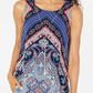 JM Collection Women's Printed Pointed Hem Top Blue Size Petite Small