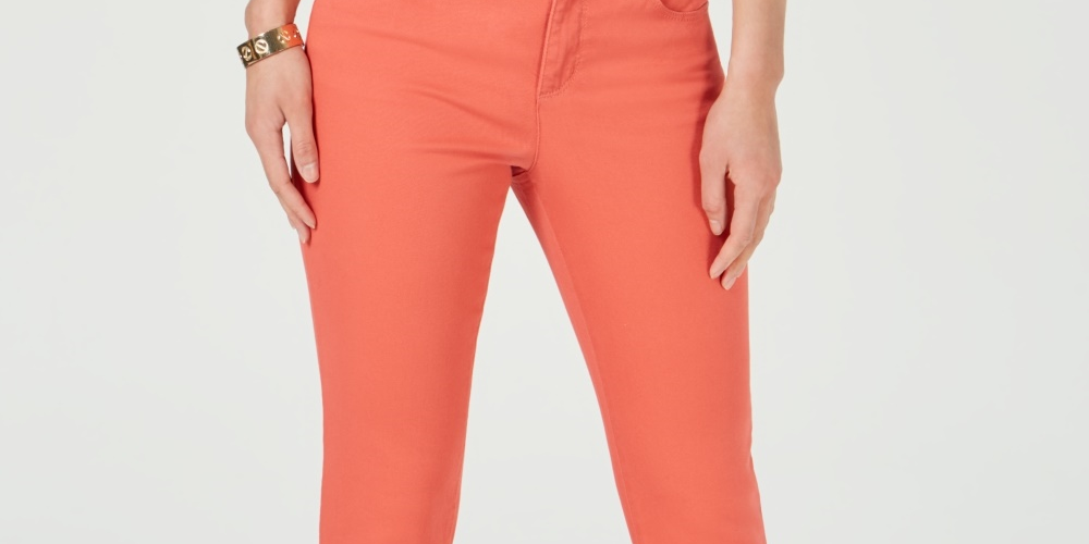 Charter Club Women's Bristol Skinny Ankle Jeans Orange Size 8