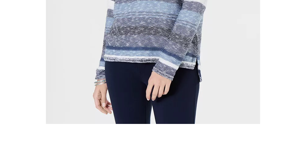 Style & Co Women's Striped Drop Shoulder Sweater Blue Size Small