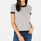 Maison Jules Women's Honeycomb Short Sleeve Sweater Black/White  Size XXS