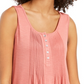 Style & Co Women's Button Front Tank Top Orange Size Small