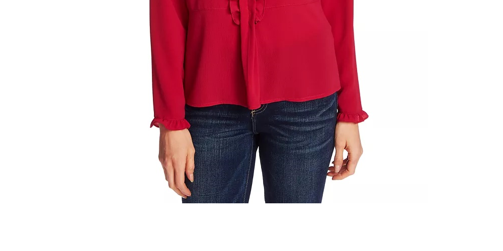 CeCe Women's Crepe Ruffle Blouse Pink Size Small