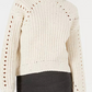 Embossed Women's Sweater Pullover Mock Neck White Size Medium